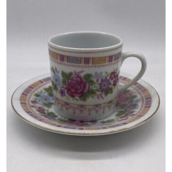 Demitasse Cups & Saucers Set Of 6 Pink Floral Porcelain Vintage Made In China - Picture 12 of 12